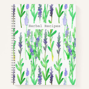Herbal Recipes Lavender Flowers Watercolor Notebook