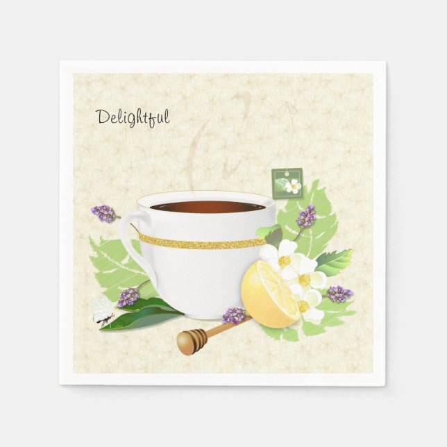 Herbal Tea Lemon Lavender Floral | Thank You Napkin (Front)