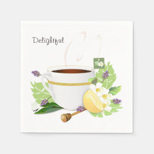 Herbal Tea Lemon Lavender Floral Thank You Napkin