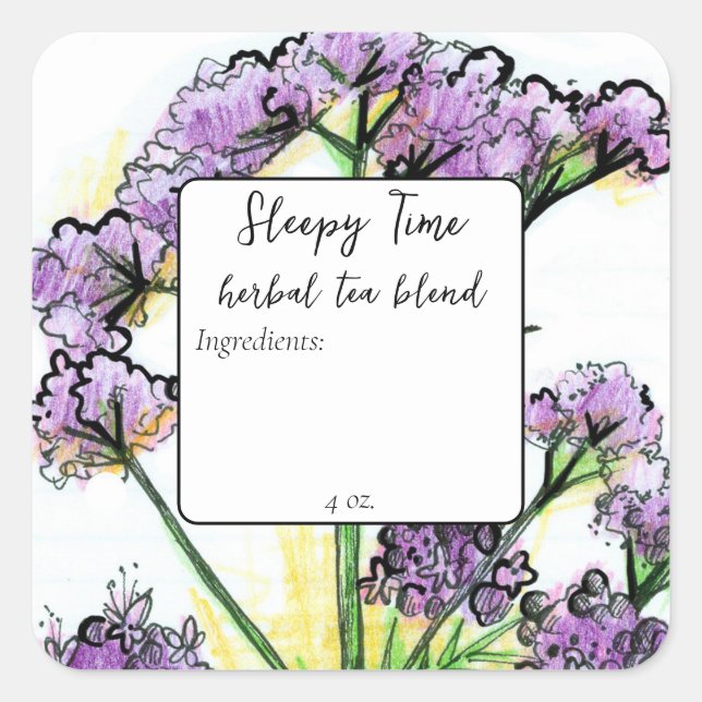 Herbal Valerian Flower Sleepy Time Blank Square Sticker (Front)