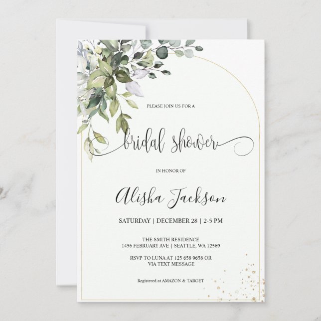 Herbal Watercolor Bridal Shower Invitation (Front)