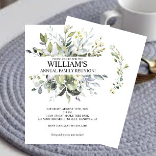 Herbal Watercolor Family Reunion Party Invitation