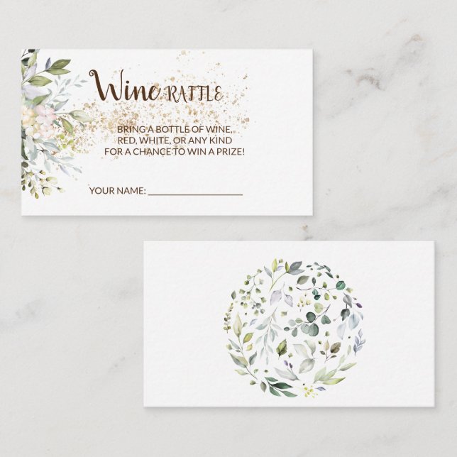 Herbal Wine Raffle Ticket Bridal Shower card (Front/Back)