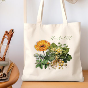 Herbalist Flowers Herbs Calendula Design Tote Bag