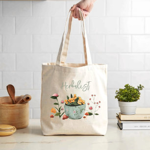 Herbalist Flowers Mushrooms Art Tote Bag
