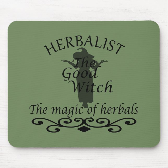 Herbalist green witch magic natural medicine mouse pad (Front)