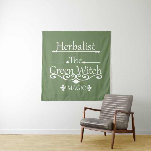 Herbalist green witch magic natural medicine tapestry (In Situ)