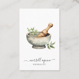 Herbalist Natural Medicine Mortar Pestle  Business Card