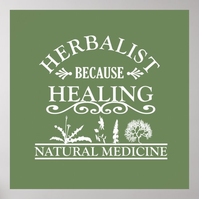 Herbalist natural medicine types of herbals poster (Front)
