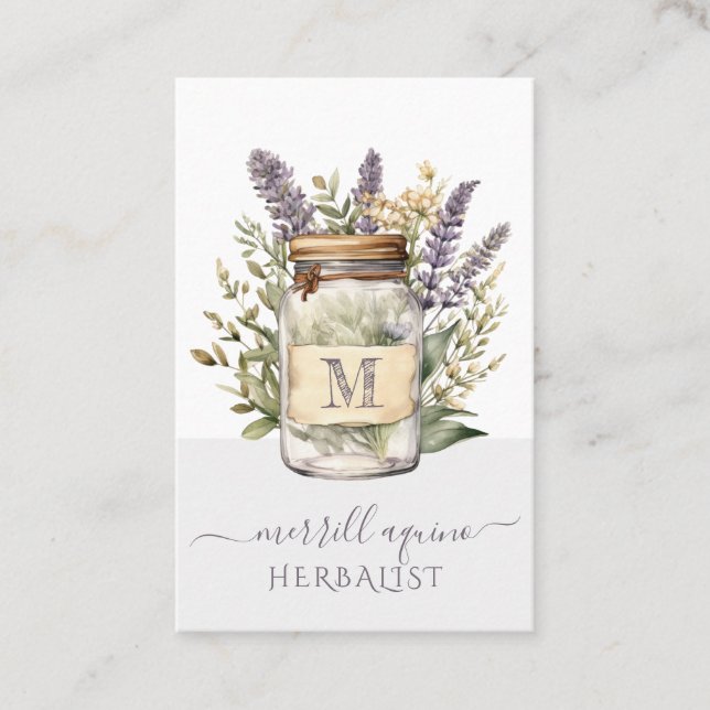 Herbalist Watercolor Herbs Business Card (Front)
