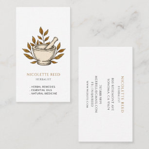 Herbalist Watercolor Mortar Pestle  Business Card