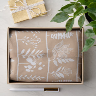 Herbarium Botanical Plants Orange Tan Tissue Paper