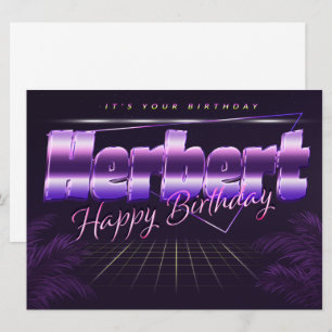 Herbert Name Vorname lila retro Karte Geburtstag Card