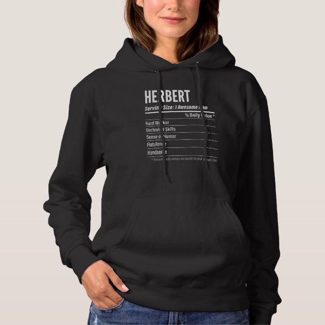 Herbert Serving Size Nutrition Label Calories Hoodie (Front)
