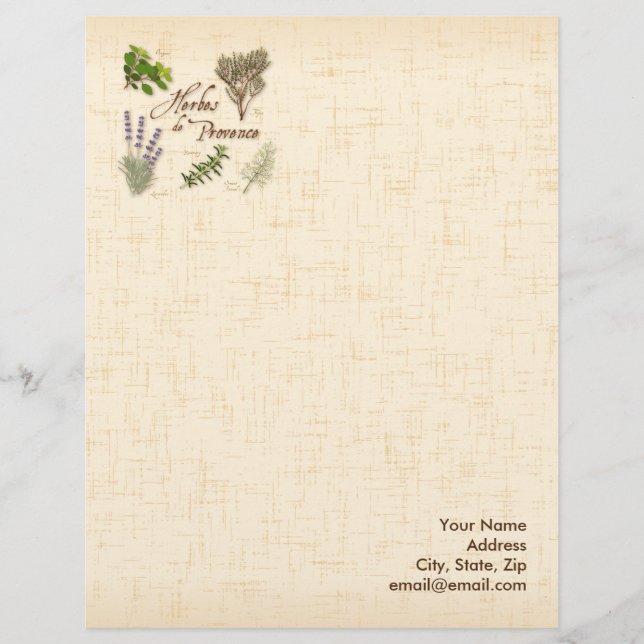 Herbes de Provence Stationery Paper Letterhead Template (Front)