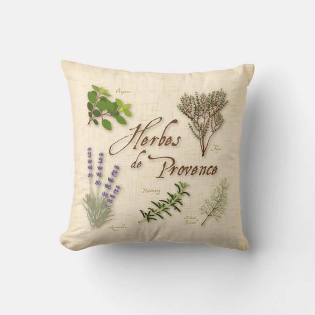 Herbes de Provence Throw Pillow (Front)