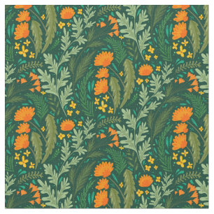 Herbs and flowers of the fields  fabric