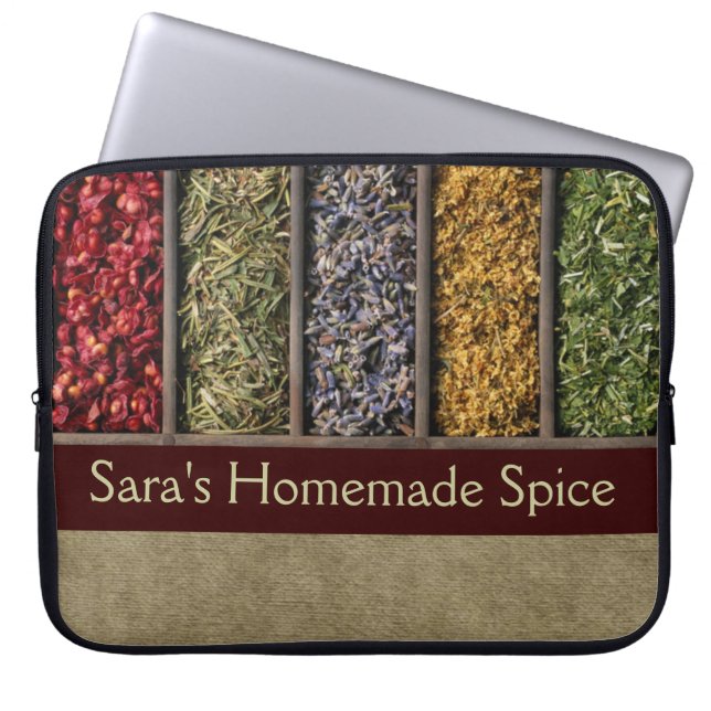 Herbs and spices customisable laptop sleeve (Front)