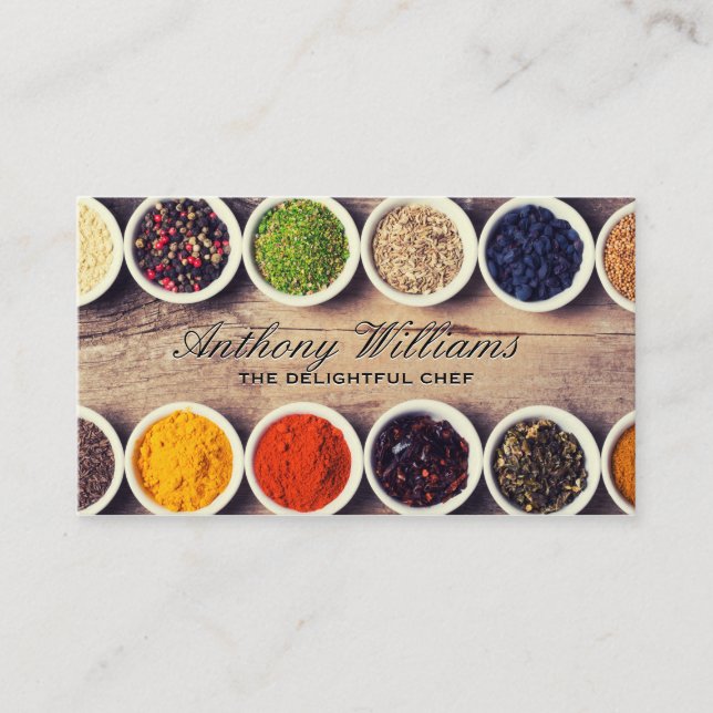 Herbs and Spices on Table Business Card (Front)