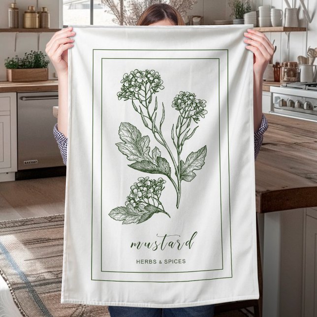 Herbs and Spices Plant Mustard Green Kitchen Towel (Creator Uploaded)
