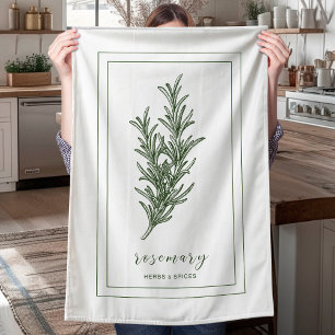 Herbs and Spices Plant Rosemary Green Tea Towel