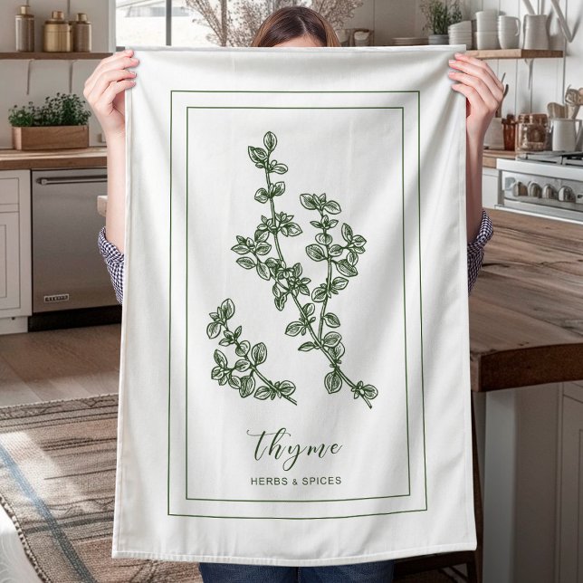 Herbs and Spices Plant Thyme Green Kitchen Towel (Creator Uploaded)