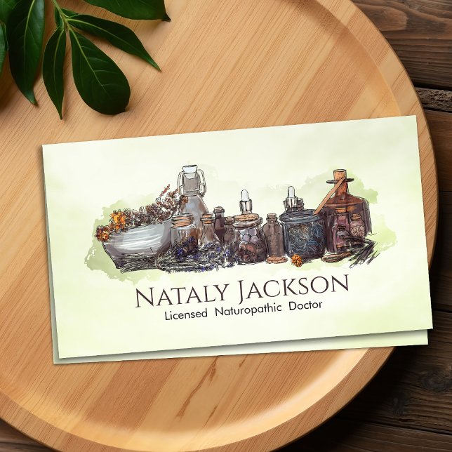 Herbs and Tinctures Drawing Business Card (Creator Uploaded)