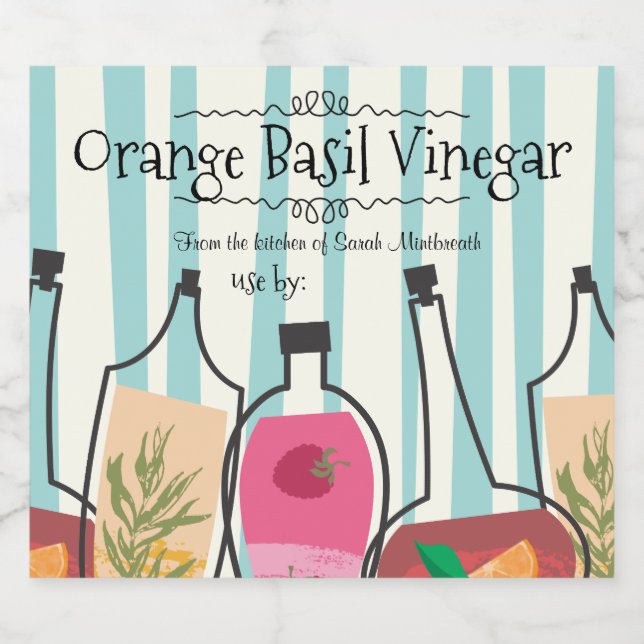 Herbs fruit flavoued vinegars home canning label (Single Label)