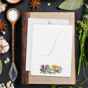 Herbs Personal Lined Writing Paper Single Initial Card