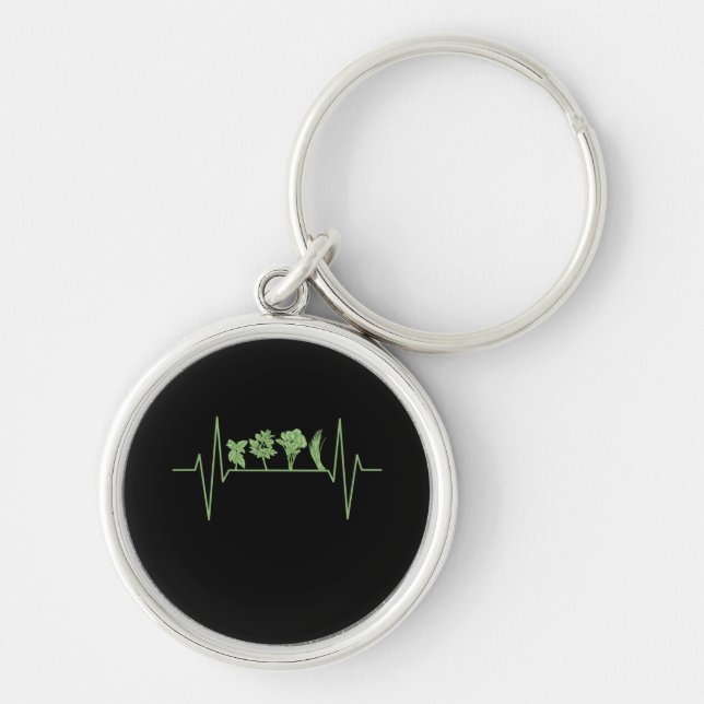 Herbs Plants Heartbeat Key Ring (Front)