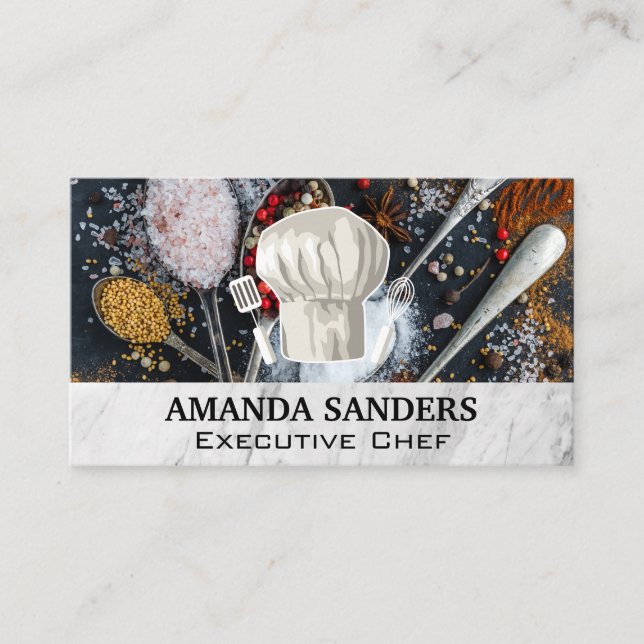 Herbs Spices | Chef Hat and Tools Business Card (Front)