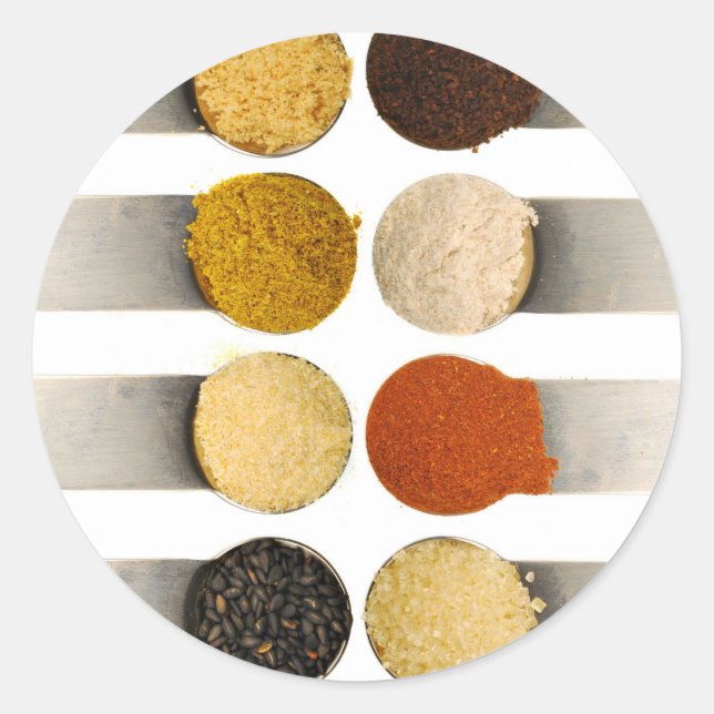Herbs Spices & Powdered Ingredients Classic Round Sticker (Front)