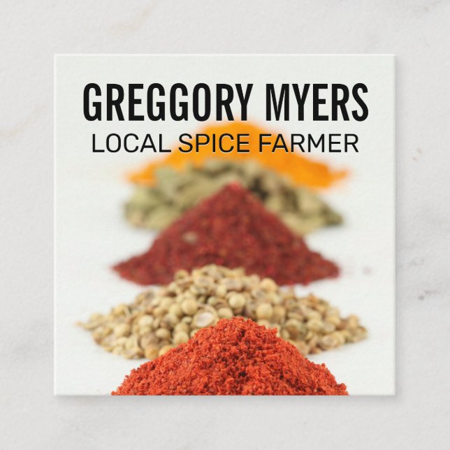 Herbs & Spices Square Business Card (Front)