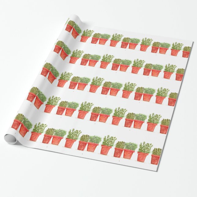 Herbs thyme rosemary mint wrapping paper (Unrolled)