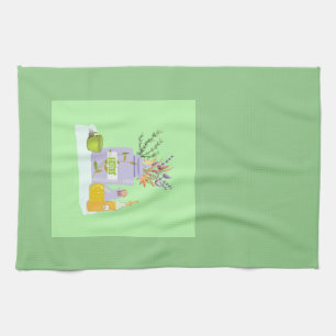 Herbs Towel Green with Oils & Flowers