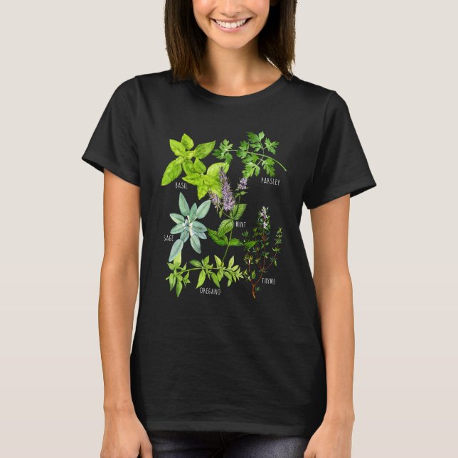 Herbs Types Plants T-Shirt (Front)