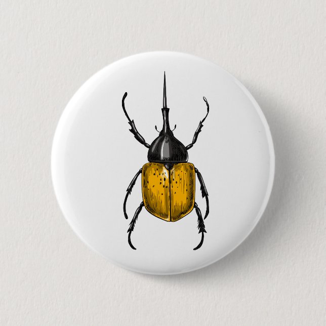 Hercules beetle 6 cm round badge (Front)