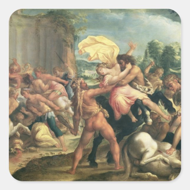 Hercules, Deianeira and the centaur Eurytion Square Sticker (Front)