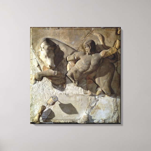 Hercules Fighting the Cretan Bull, one of a series Canvas Print (Front)