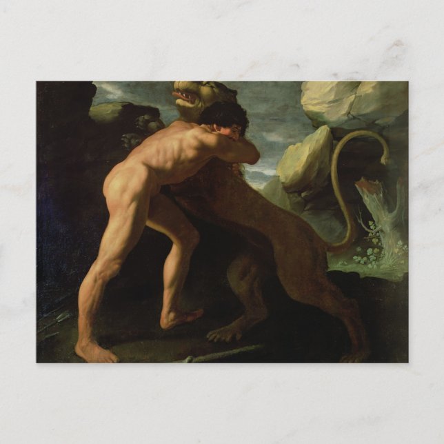 Hercules Fighting with the Nemean Lion Postcard (Front)