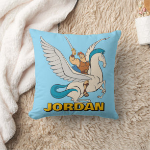Hercules Riding Pegasus Throw Pillow