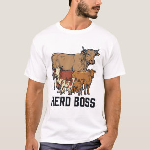 Herd Boss Cow Family Vintage Engraving Design_1 T-Shirt