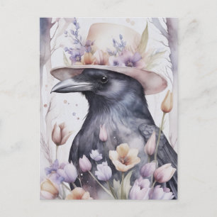 Herd in spring with flowers Watercolor Postcard