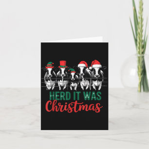 Herd It Was Christmas Cute Festive Cows Xmas Holid Card