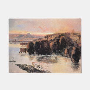 Herd of American Buffalo Doormat