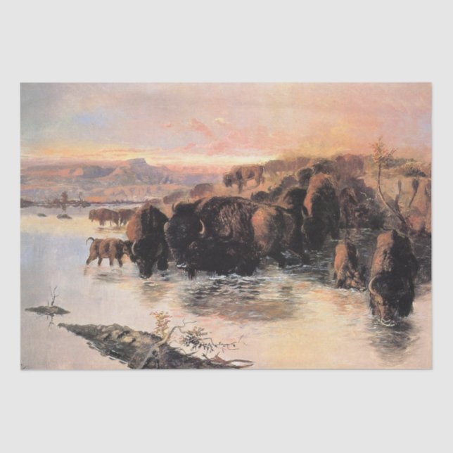 Herd of Buffalo (by Charles M. Russell) Tissue Paper (Front)