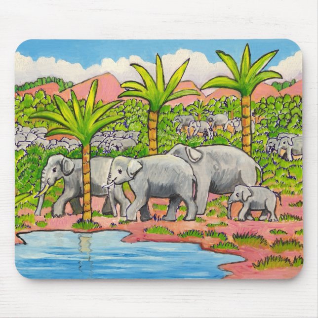 Herd of Elephants Mouse Pad (Front)