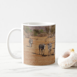Herd of Zebra Panoramic African Landscape Coffee Mug