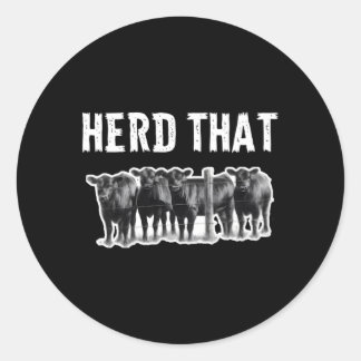 Herd T Black Angus Cow Classic Round Sticker