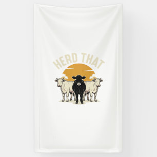 Herd That Funny Cow Vintage Engraving Design Banner